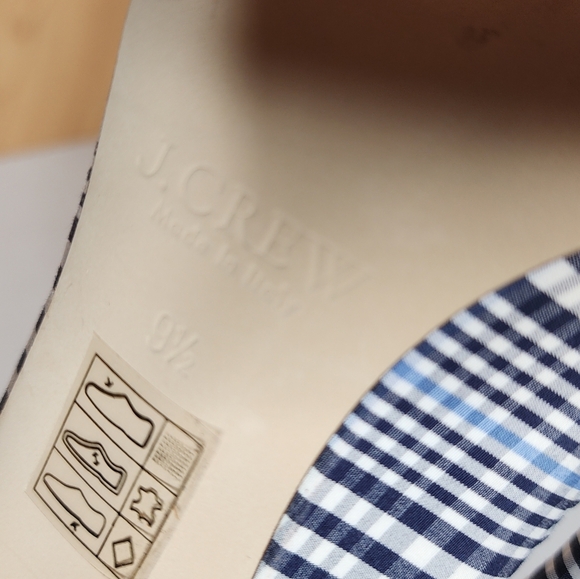 J. Crew Blue White Plaid Bow Pump Pointed Toe Heels Size 9.5 - Picture 4 of 16